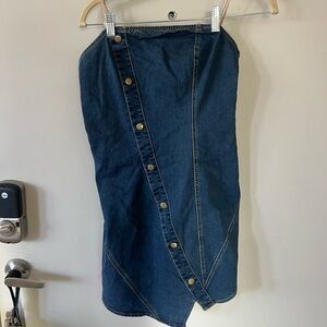 Urban Outfitters Blue and Gold Mini Wrap Dress